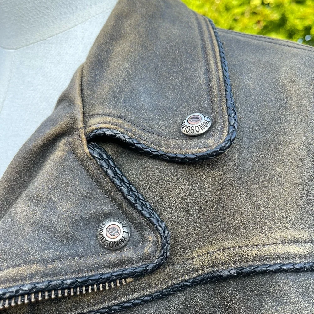 Harley-Davidson Brown Distressed Leather Performance Jacket - Picture 6 of 10